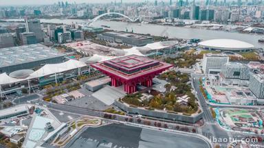 上海中华艺术宫航拍延时环绕航拍